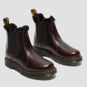 Dr. Marten 2976 Leonore Faux Fur Lined Chelsea Boots in Oxblood